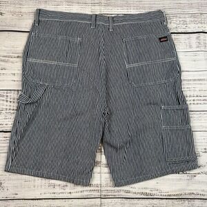 Vintage Dickies Shorts Mens 38 Blue White Stripe Carpenter Workwear Utility Y2K